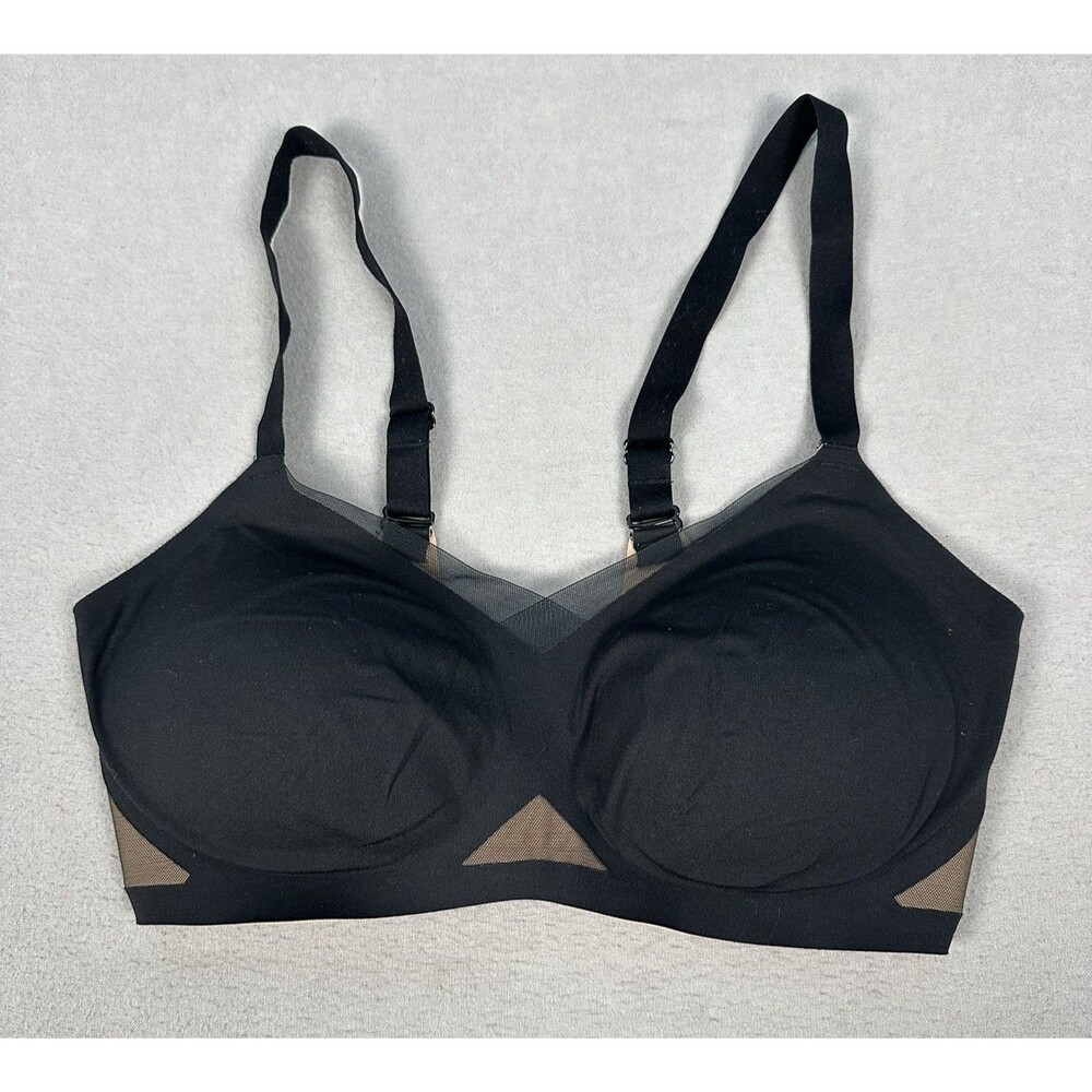 Honeylove LiftWear Crossover Bra Womens 34D Black Wireless Mesh